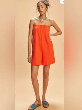 Free People Free-est Adalee Strapless Romper Orange Red Size Medium